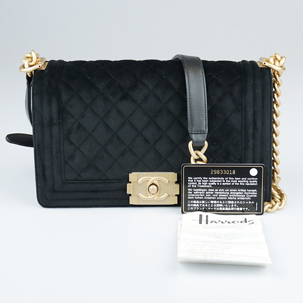 SH「9.0新」CHANEL(香奈儿)LE BOY黑色丝绒中号斜挎包A67086