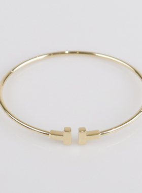 中古「95新」TIFFANY(蒂芙尼)T线圈手镯中号窄式750黄金16cm手镯