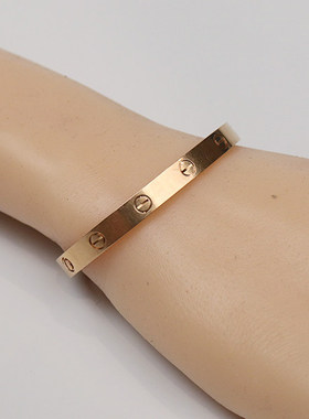 「9.5新」Cartier(卡地亚)LOVE宽版手镯750玫瑰金17号B6035600
