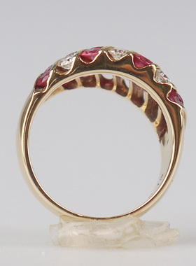 中古「95新」GAINSBOROUGH群镶红宝石钻石戒指K18黄金51号