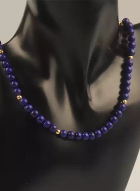 -青金石串珠项链K18黄金