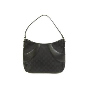 中古Gucci古驰女包A级95新Hobo流浪包帆布手提包黑色