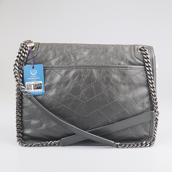 YSL「9新」圣罗兰NIKI风暴灰复古牛皮中号女包中古vintage包包 - 图1
