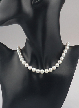 中古「95新」TASAKI塔思琦天鹅形扣银灰色海水珍珠项链92544cm