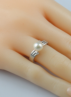 中古「95新」TASAKI(塔思琦)单颗海水珍珠钻石戒指PT900 50号