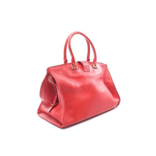 中古YSL圣罗兰女包B级9新Saint Laurent圣罗兰牛皮手提包红色正品 - 图0