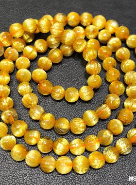 天然钛晶多圈手链板钛金发晶黄水晶顺发猫眼石男女108颗佛珠手串