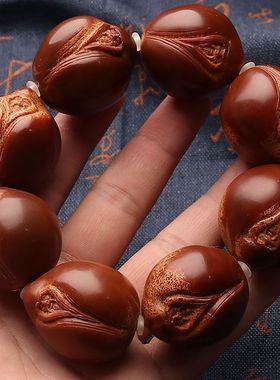 正宗老油核大籽橄榄核刻祝寿公手把件手串大印尼巴西文玩手球男