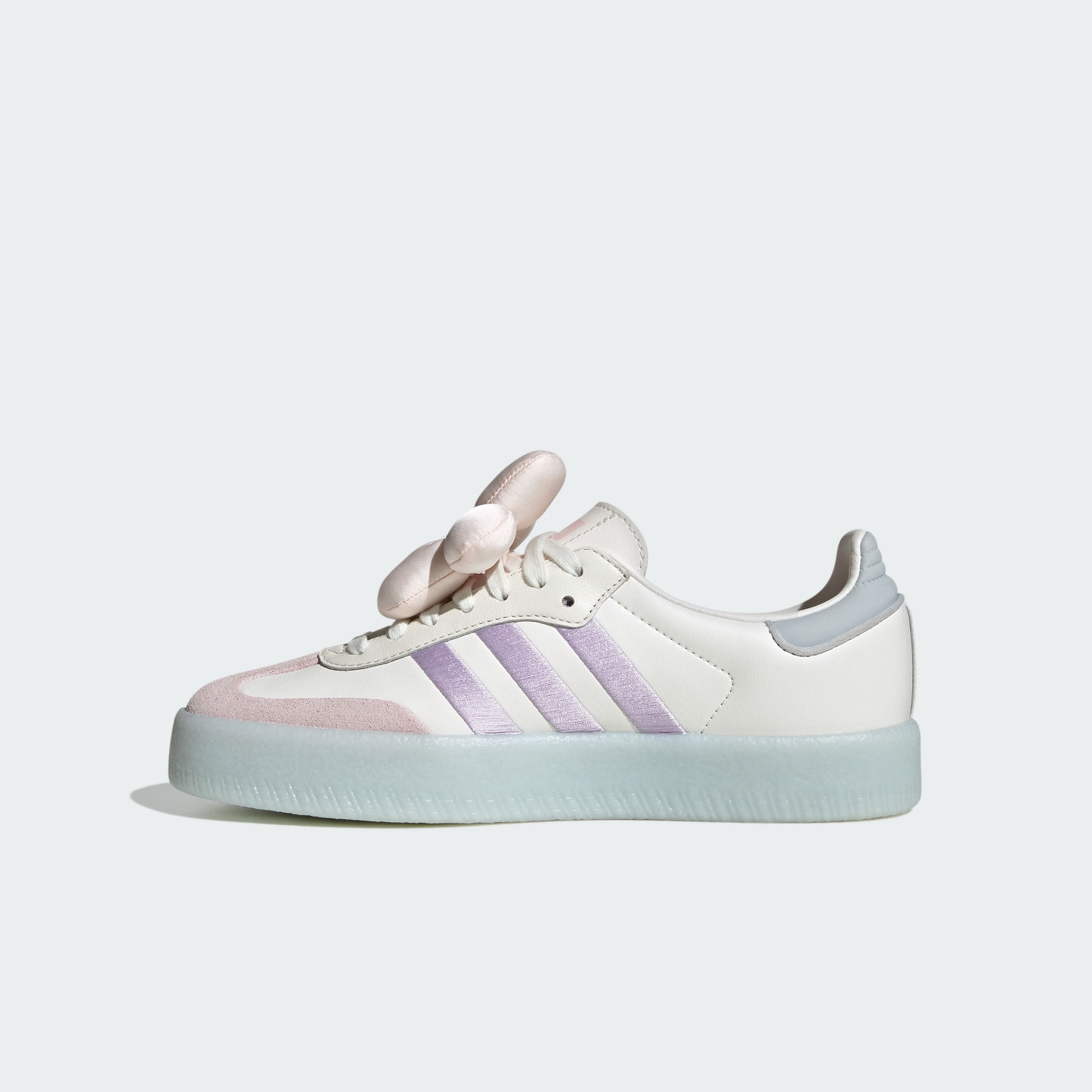 T头鞋 SAMBAE装饰花朵厚底增高板鞋德训鞋女adidas阿迪达斯三叶草 - 图0