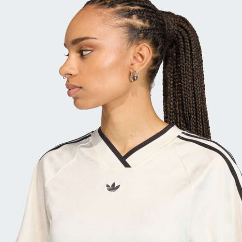 球衣风修身三条纹V领运动短袖T恤女装新款adidas阿迪达斯三叶草 - 图2