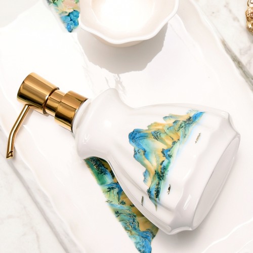 莲之莲欧式陶瓷刷牙漱口杯牙具卫生间洗漱套装浴室轻奢卫浴五件套 - 图2