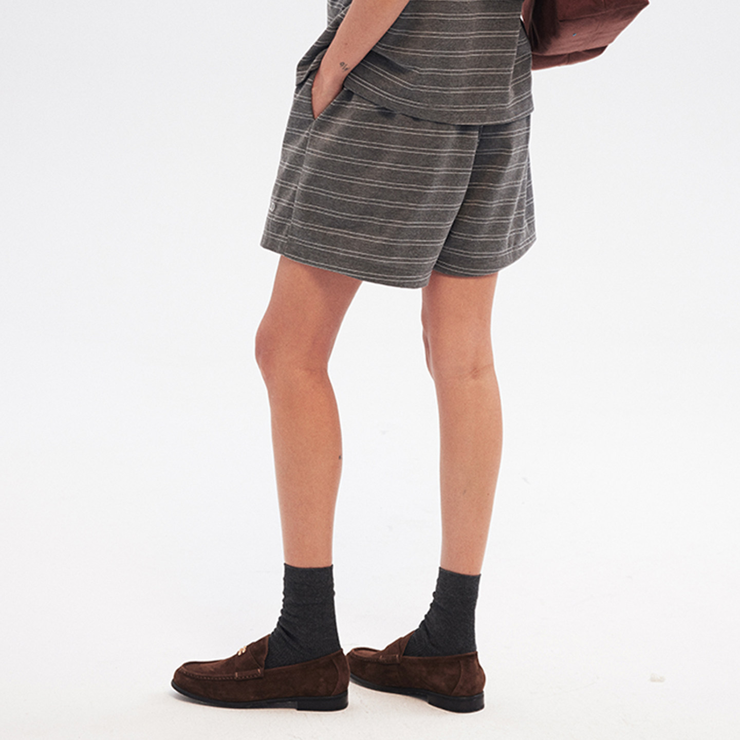 FREO3N2025新款夏季条纹休闲短裤宽松男女同款松紧腰阔腿复古简约,淘宝优惠券,粉丝福利购,淘宝优惠卷