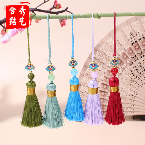 5cm短款祥云流苏 中国风手机挂件国潮挂饰短款吊坠书签挂绳配饰穗 - 图0