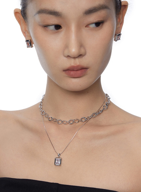 BOONEE可拆分双层宝石吊坠项链