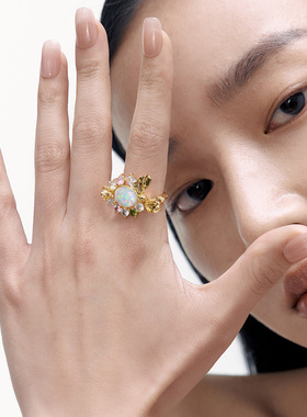 BOONEE蝴蝶结欧泊戒指