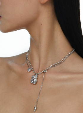 BOONEE镶钻麦穗双层长链