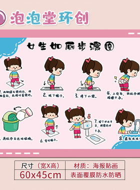 幼儿如厕大小便流程图卫生间环创