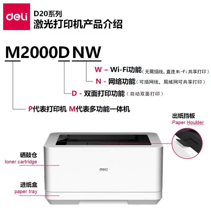 得力黑白激光打印机复印扫描一体机a4小型家用办公自动双面网络多功能商用三合一无线学生手机wif远程家庭用 - 图3