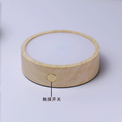 圆形无线充电USB实木发光底座LED小夜灯水晶酒瓶鱼缸香薰创意摆件 - 图2