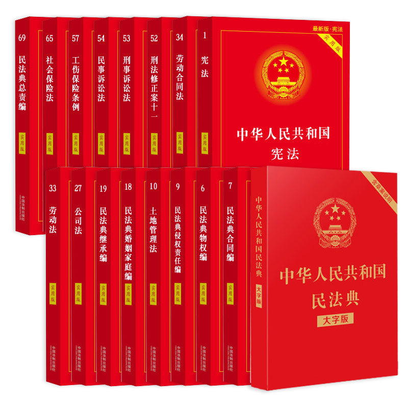 全套17本实用版法律法规全辑16本+民法典大字版含草案说明中国法制出版社 2021全新版法条解读刑法宪法小红本合同法劳动法_虎窝淘