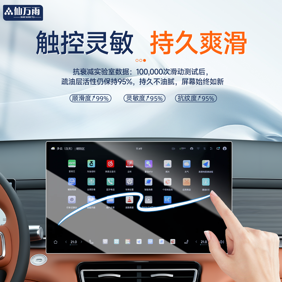 捷途山海L7PLUS中控屏幕钢化膜导航贴膜PLUS车内装饰用品改装配件