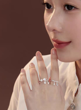 平安喜乐花朵足银戒指