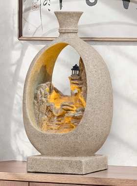 假山流水摆件循环水桌面装饰摆件