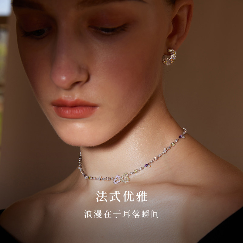 COCSIS午后花园纯银轻奢高级感耳环无耳洞法式牛角包耳夹小众设计