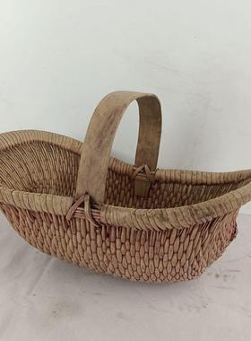 老竹编篮子老物件民俗收藏手提篮