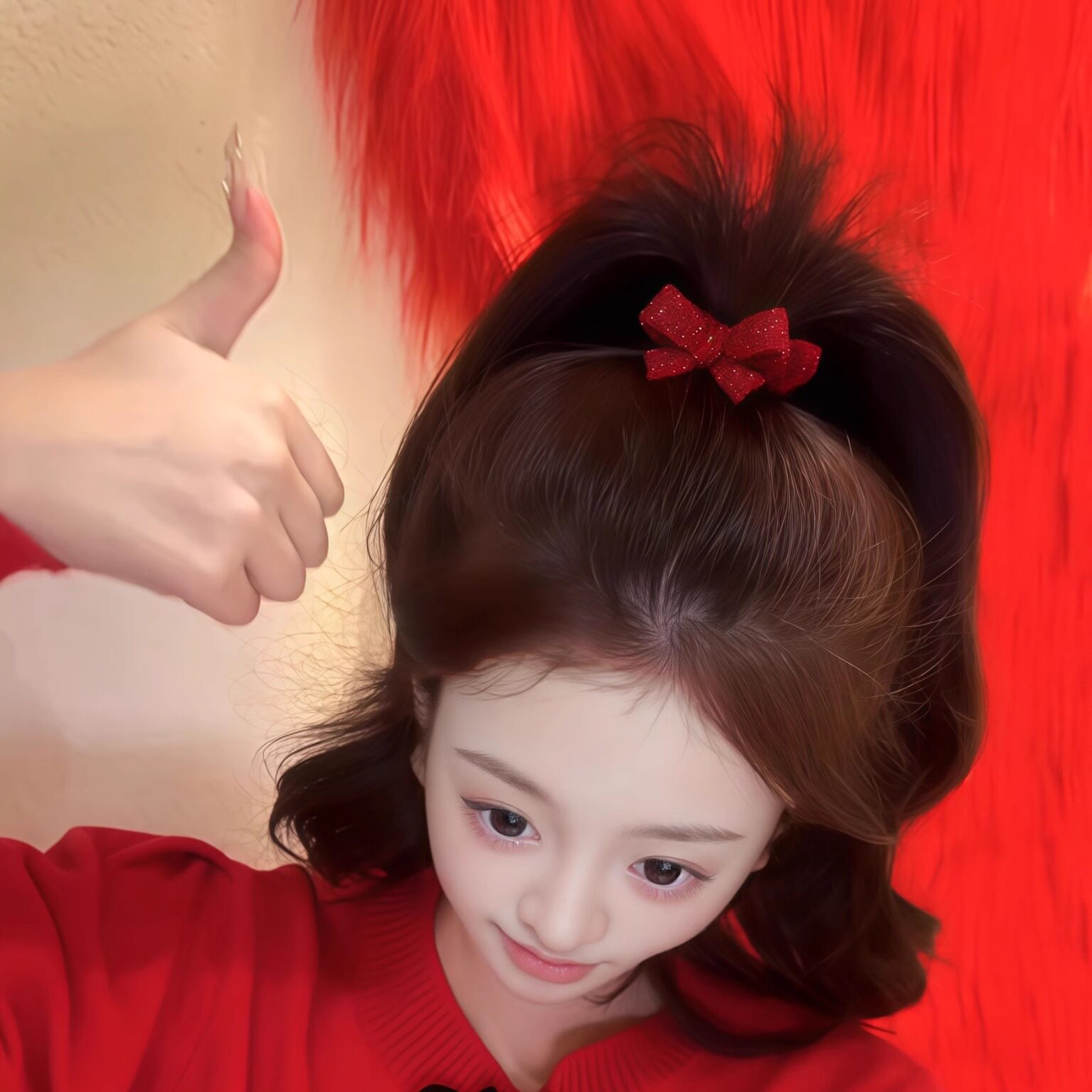 新年红色蝴蝶结头绳女2026年新款发圈扎头发绳本命年皮筋过年头饰