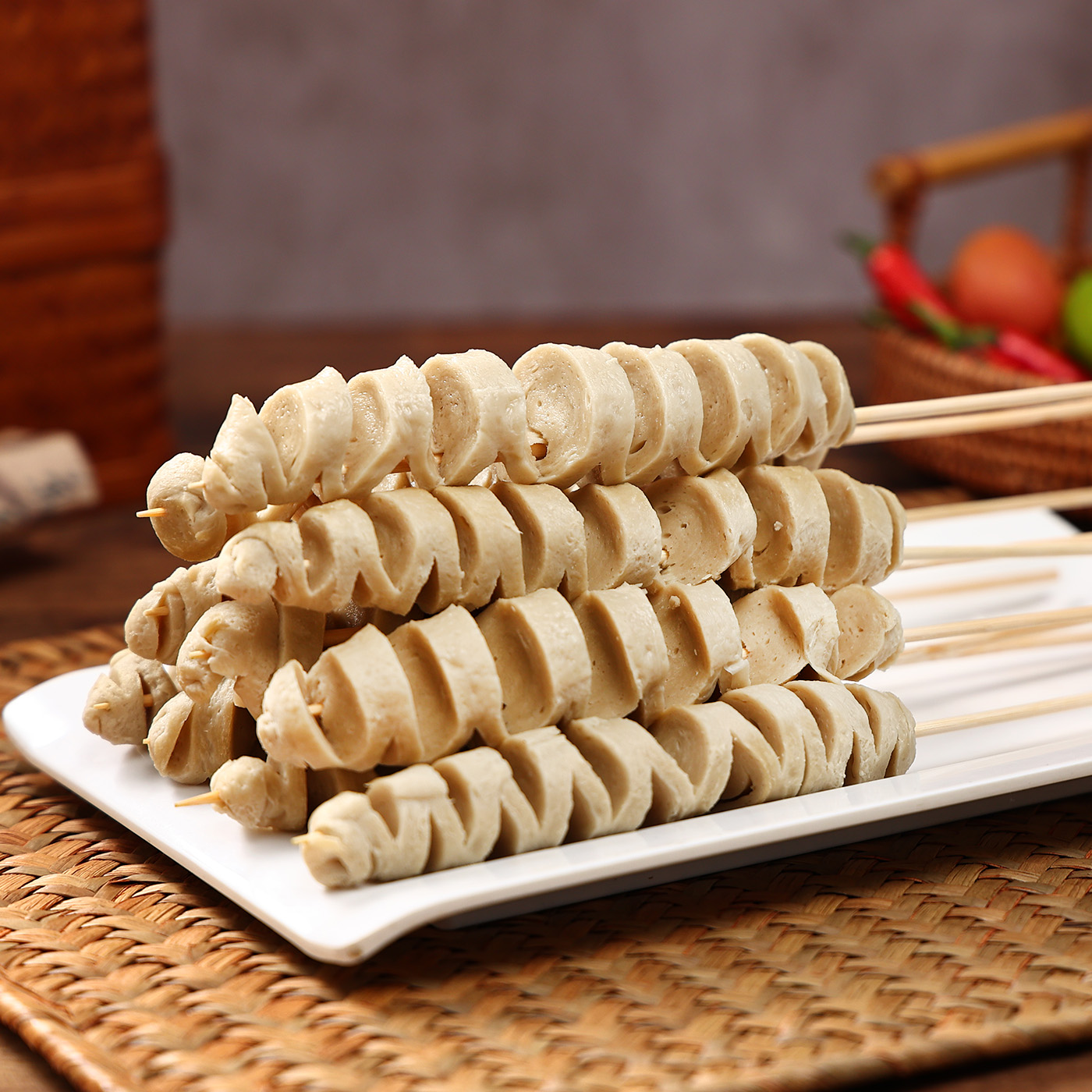 原味烧烤生面筋串半成品手工面筋对切面筋头冷冻家用大小烧烤炸串 - 图1