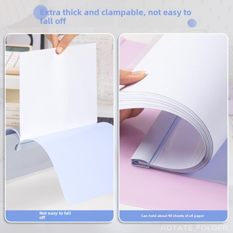 旋转拉杆文件夹A4纸张存储文件夹测试回形针拉杆夹测试纸张组织者文件夹拉杆夹旋转活页夹小学生特别透明插入 - 图1