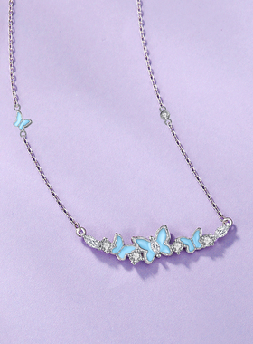 夜光蝴蝶项链小众精致吊坠