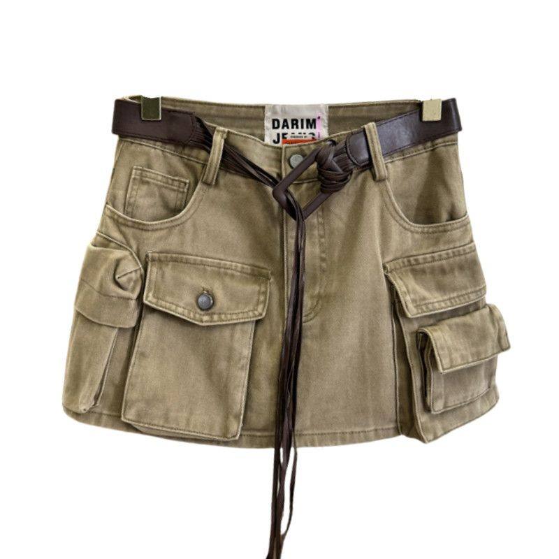 深圳南油高货2025早秋新款宽松显瘦辣妹街头复古工装裙女短裙裤子,淘宝优惠券,粉丝福利购,淘宝优惠卷