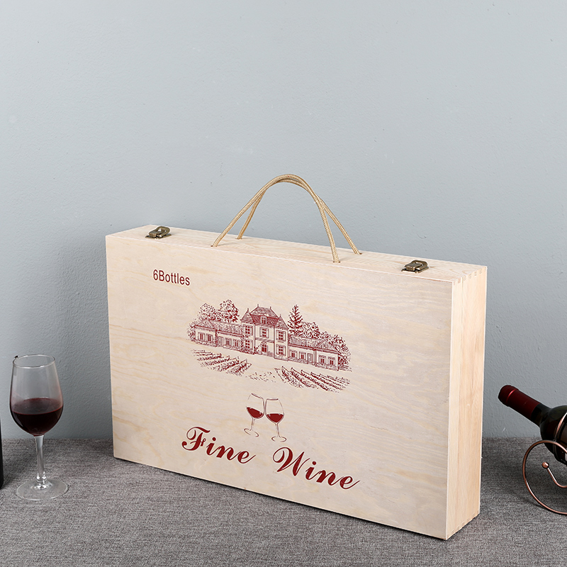 仿进口酒箱加大红酒木箱红酒木盒6支装木箱六只红酒礼盒红酒木盒