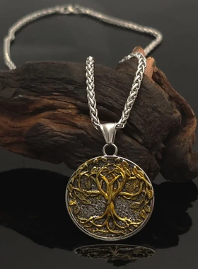 爆款复古维京符文生命树吊坠项链维京北欧护身符珠宝配件