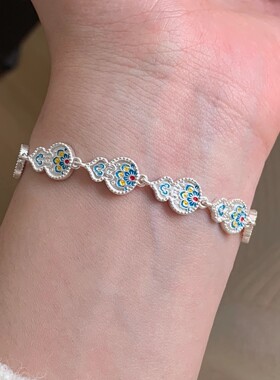 s925纯银描金珐琅彩宝相花