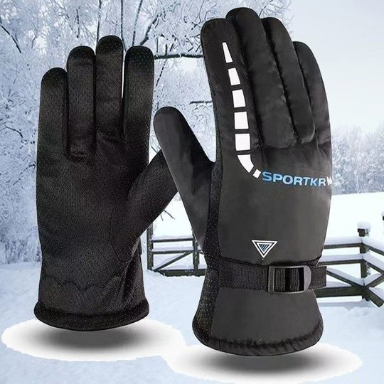 Guantes cálidos de invierno para hombre, gruesos y de terciopelo, para motocicletas, vehículos eléctricos, guantes de algodón para esquí resistentes al frío, al viento e impermeables