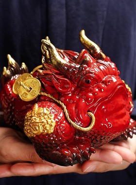 周语陶瓷金蟾摆件办公室招财礼品