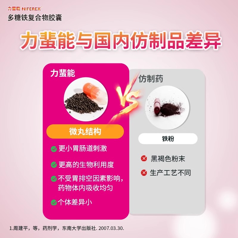 力蜚能 多糖铁复合物胶囊30粒/盒孕期哺乳期补铁儿童补铁女性补铁