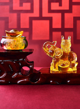 海清阁吉象护鼎琉璃摆件属羊人2025年蛇年吉祥物生肖羊饰品礼物