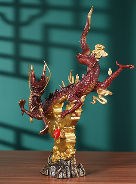 华夏神龙彩铜摆件工艺品黄铜家居神龙玄关装饰品店铺开业摆放铜器