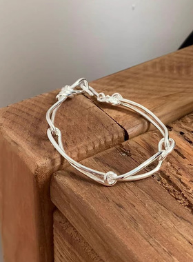 重工扭结缠绕手链925银简约小众ins风设计感个性时尚手饰品女百搭