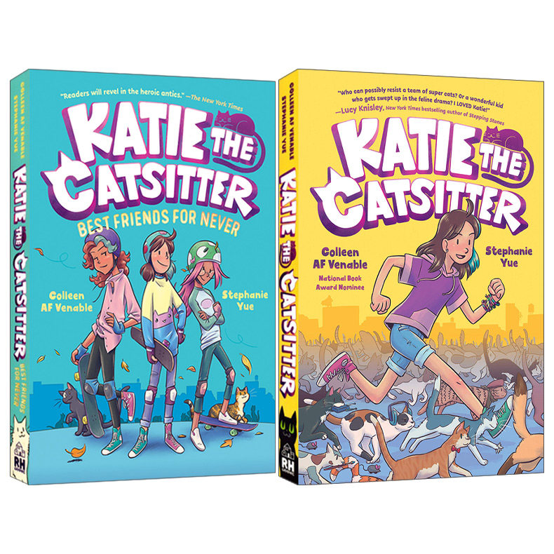 英文原版 Katie the Catsitter 爱猫的凯蒂系列2册 全彩漫画绘本图画书 幽默爆笑 适合女孩 小学生英文课外阅读 英文版 进口英语书