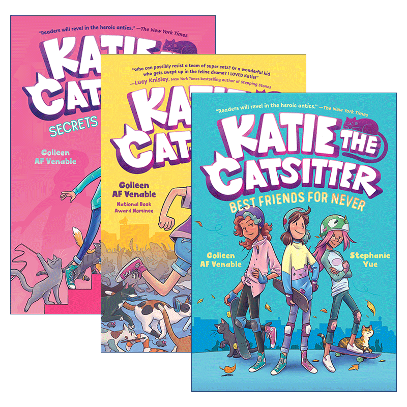英文原版 Katie the Catsitter 爱猫的凯蒂系列3册 全彩漫画绘本图画书 幽默爆笑 适合女孩 小学生英文课外阅读 英文版 进口书籍