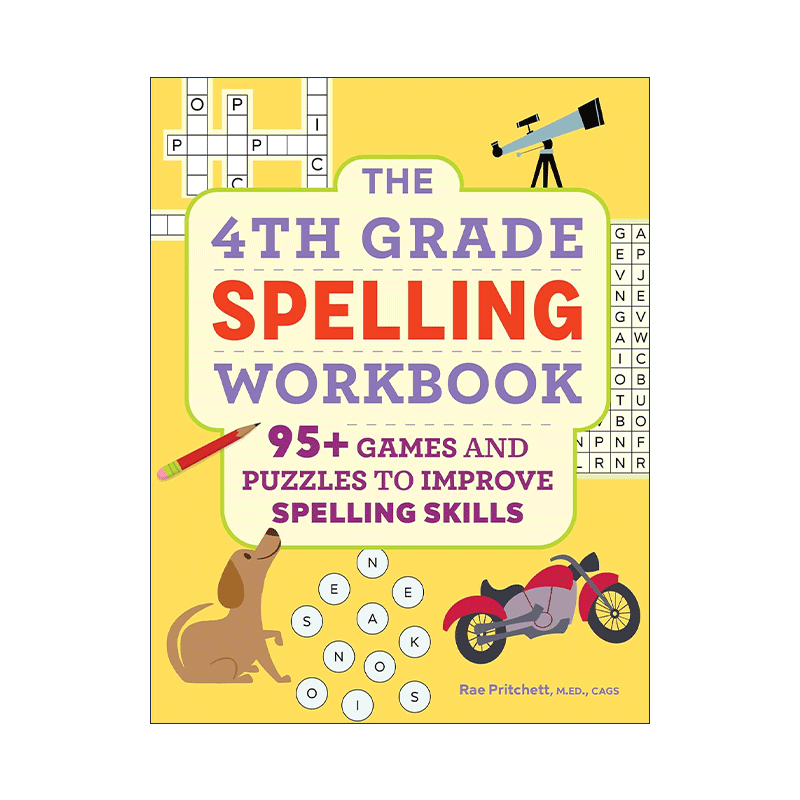英文原版 The 4th Grade Spelling Workbook 四年级拼写练习册 边玩边学 填字游戏 谜题 单词积累 英文版 进口英语原版书籍