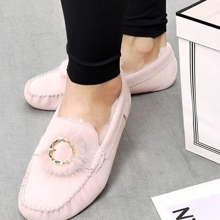 JUMBO简帛澳洲羊皮毛一体羊毛休闲女鞋豆豆鞋牛皮帮面圆头坡跟,淘宝优惠券,粉丝福利购,淘宝优惠卷