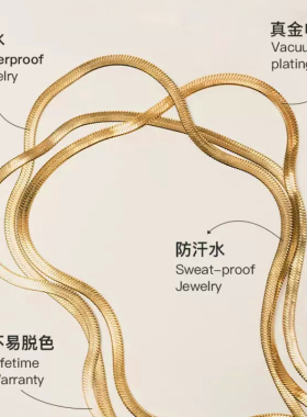 金色蛇骨链项链嘻哈潮流