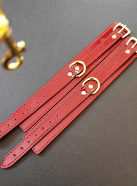 皮质脚环圣诞红色亮皮手环脚环项圈cos演出装扮道具