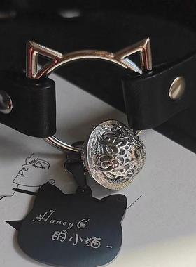 项圈女个性化雕刻定制铃铛牵引刻字皮质脖圈颈环外出颈带圈choker
